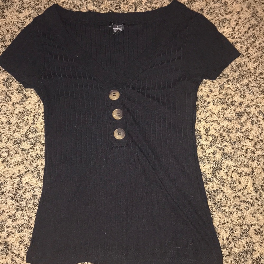 Black tight T-shirt with buttons